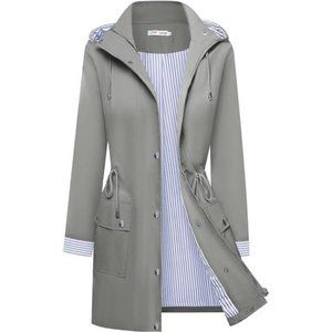 Rain Coats for Women Waterproof Rain Jacket Lightweight Windbreaker Hooded Tat